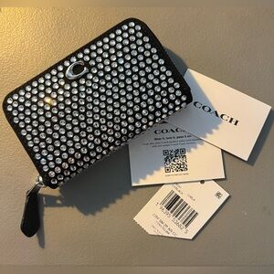 Coach Essentials Zip Around Card Wallet with Crystals